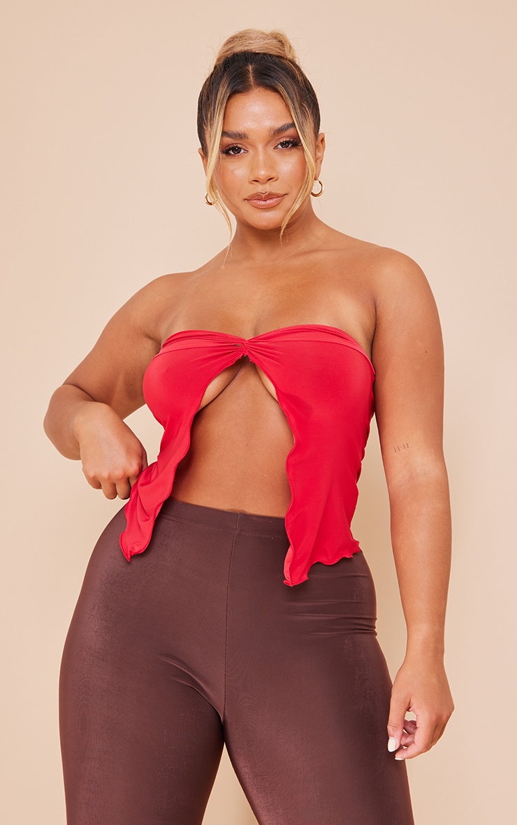 Shape Red Slinky Twist Split Cami Top