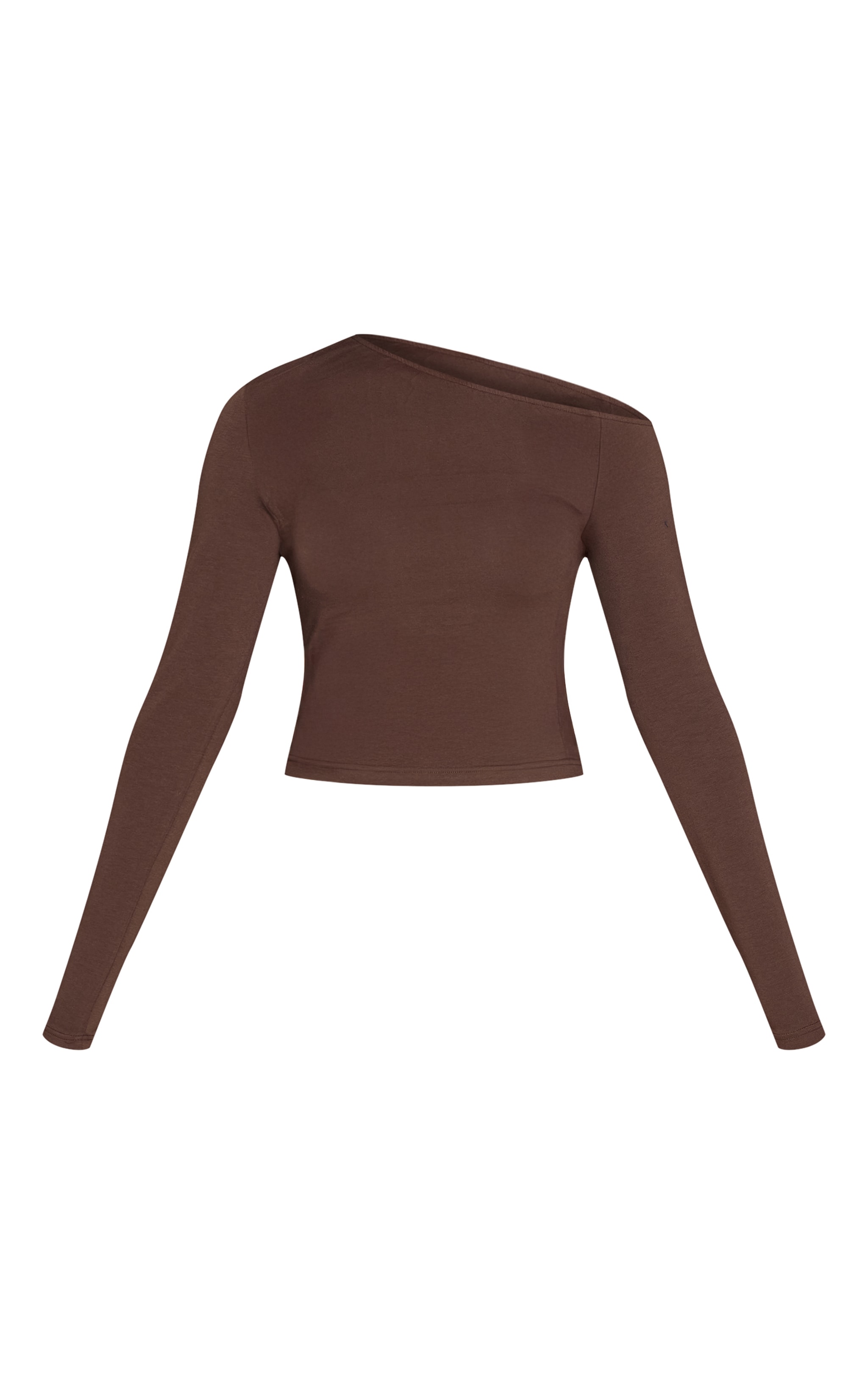 Petite Sand Contrast Double Layer Long Sleeve Asymmetric Top image 5