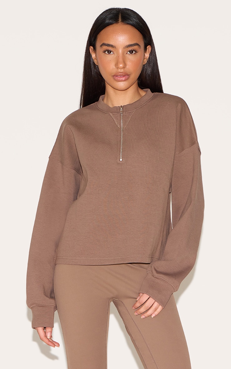 Petite Mushroom Quarter Zip Up Sweatshirt image 1