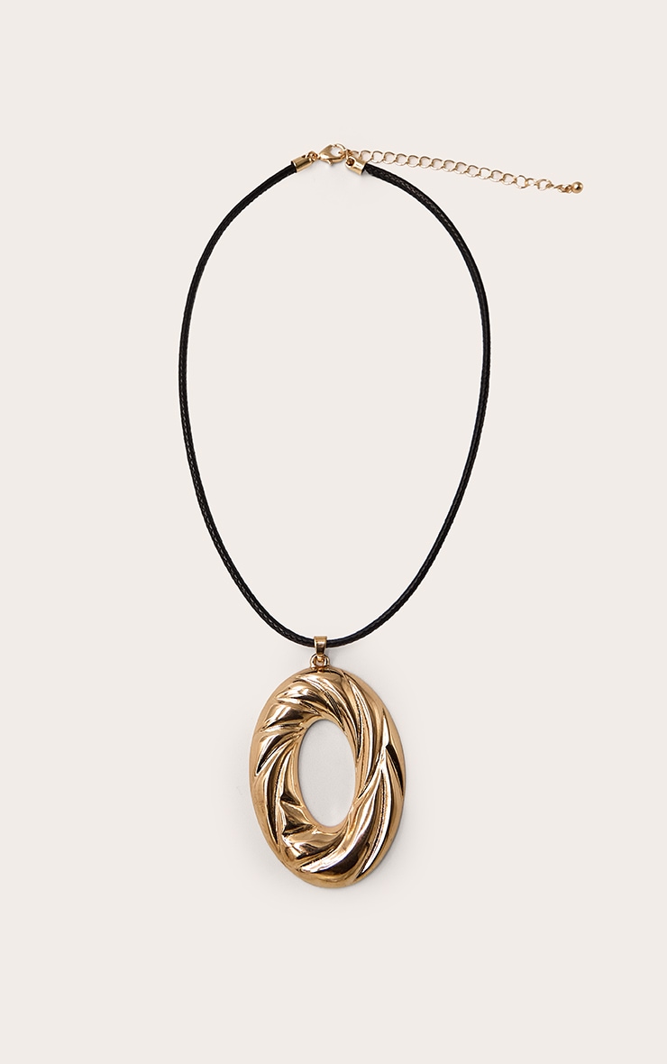 Collier en corde à pendentif torsadé texturé doré image 2