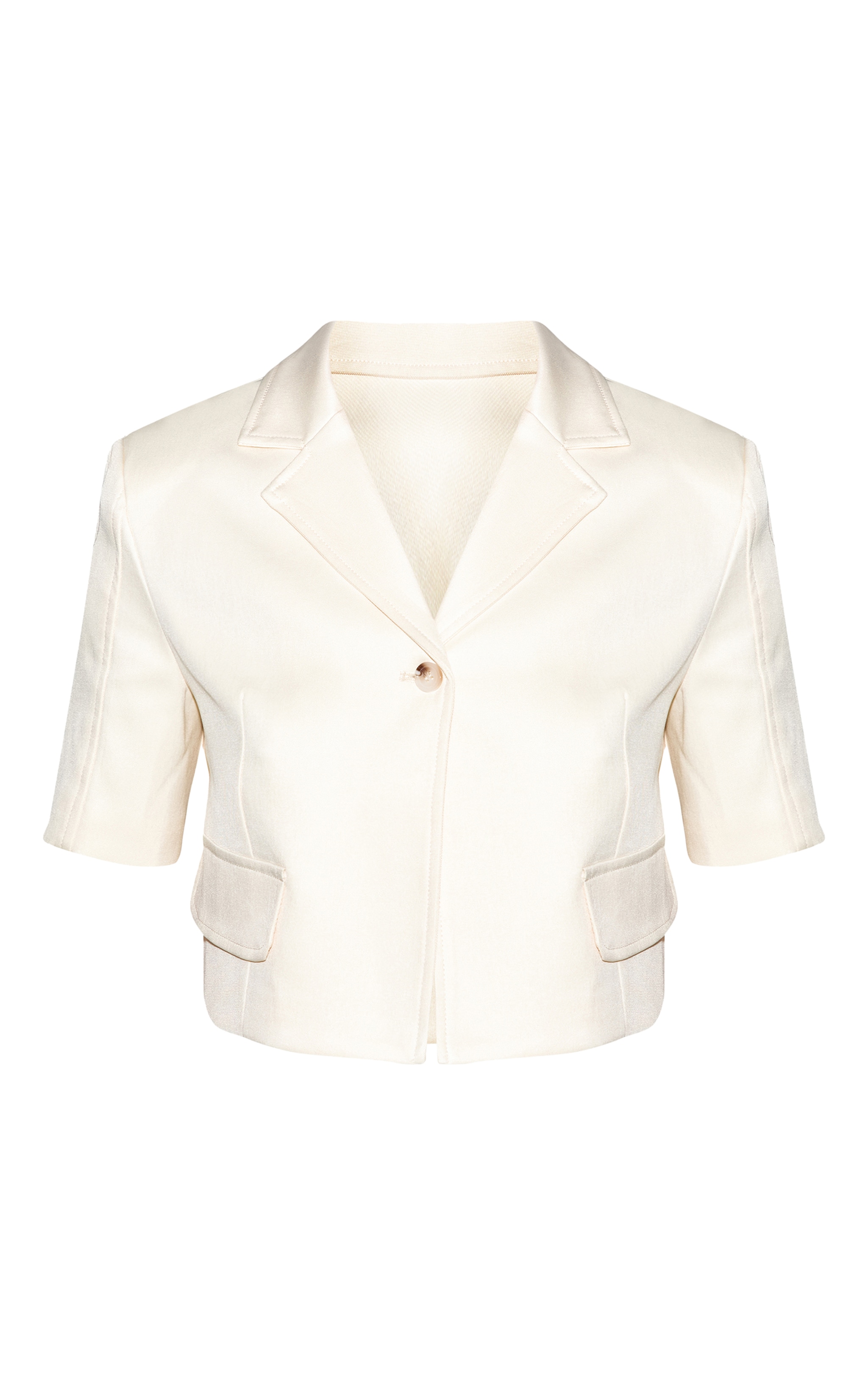 Cream Cropped Super Boxy Blazer image 5