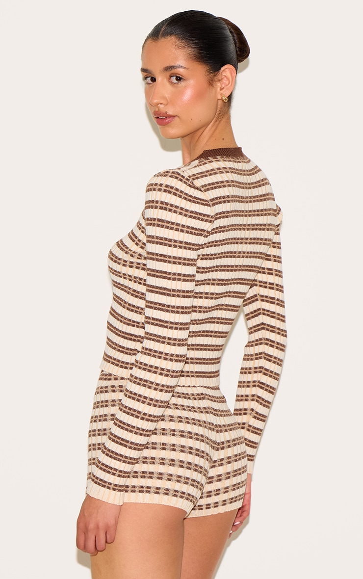 Tall Chocolate Stripe Knitted Cardigan image 2
