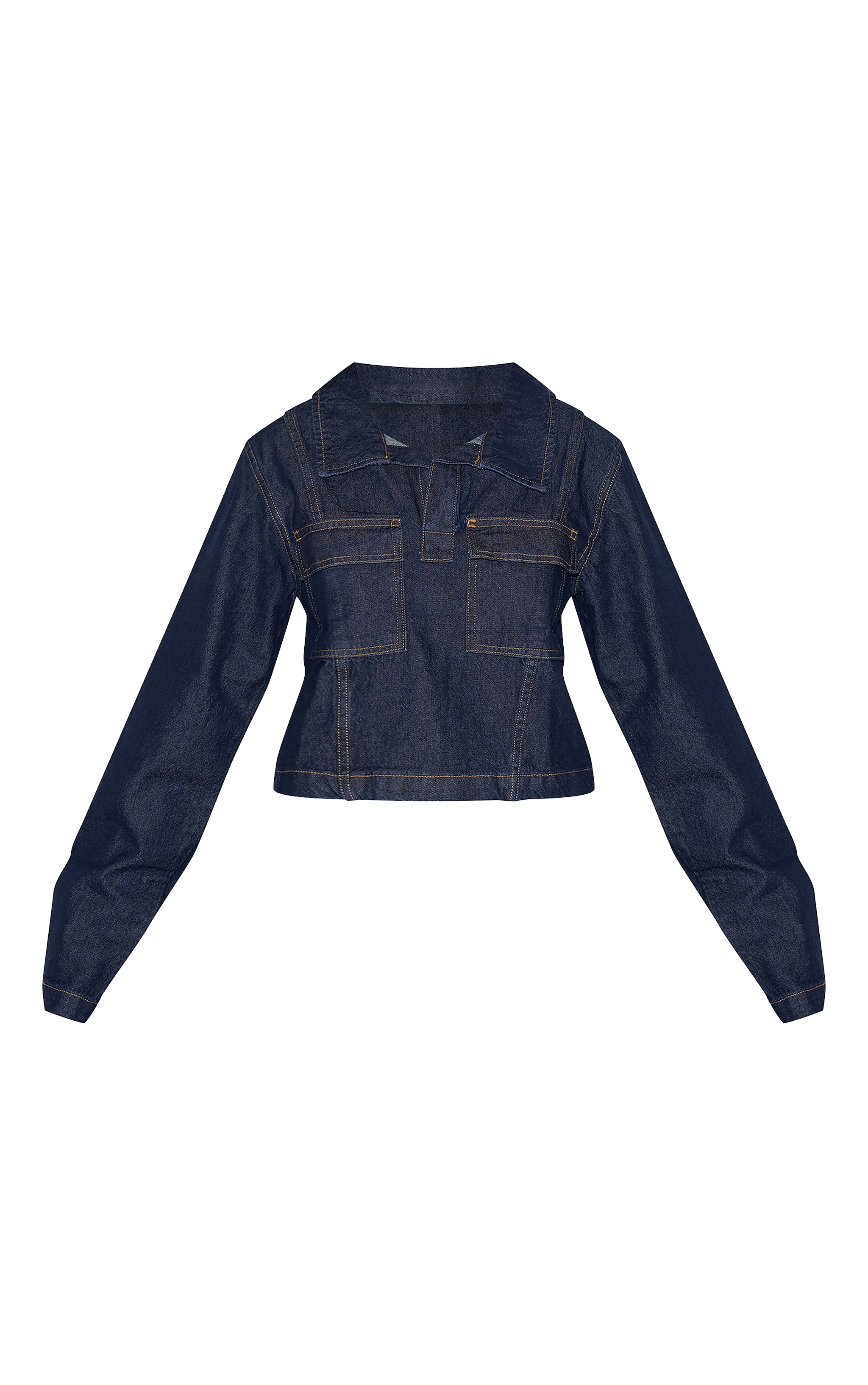 Tall Chemise style rugby en jean indigo foncé à manches longues image 5