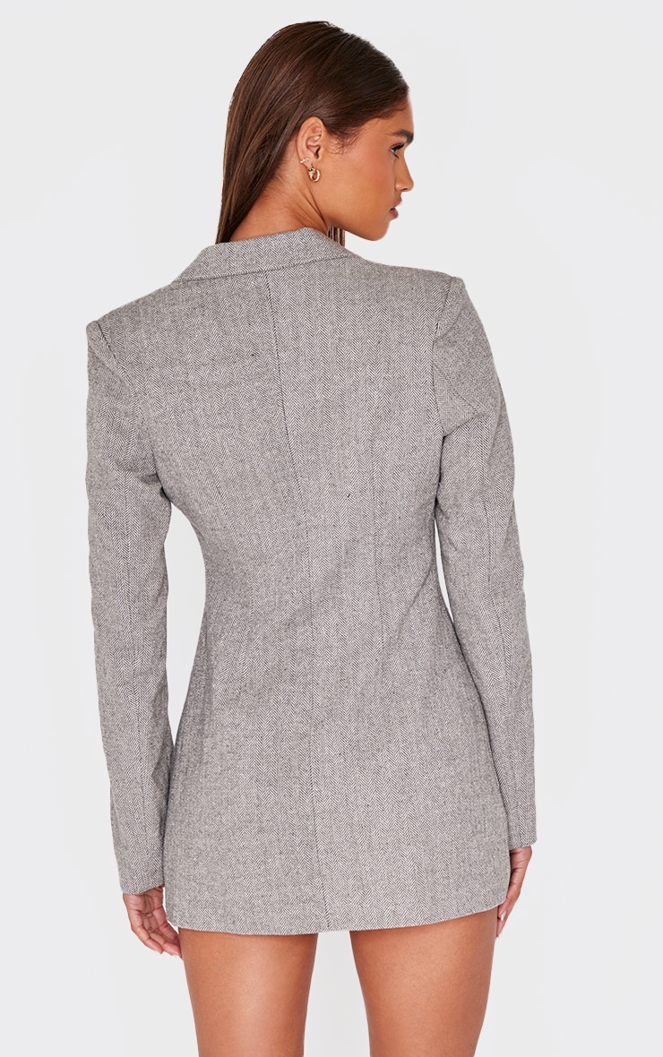 Grey Structured Long Sleeve Blazer Dress image 2