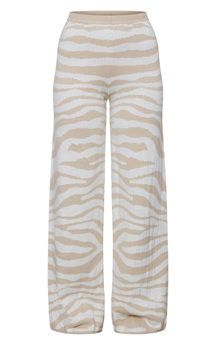 Mocha Abstract Zebra Wide Leg Knit Pants image 5