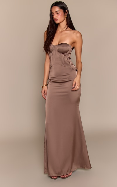 Mushroom Corset Detail Overlay Maxi Dress