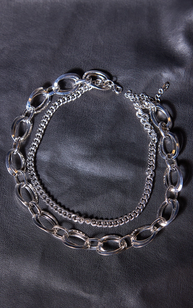 Silver Chunky Layered Necklace image 3