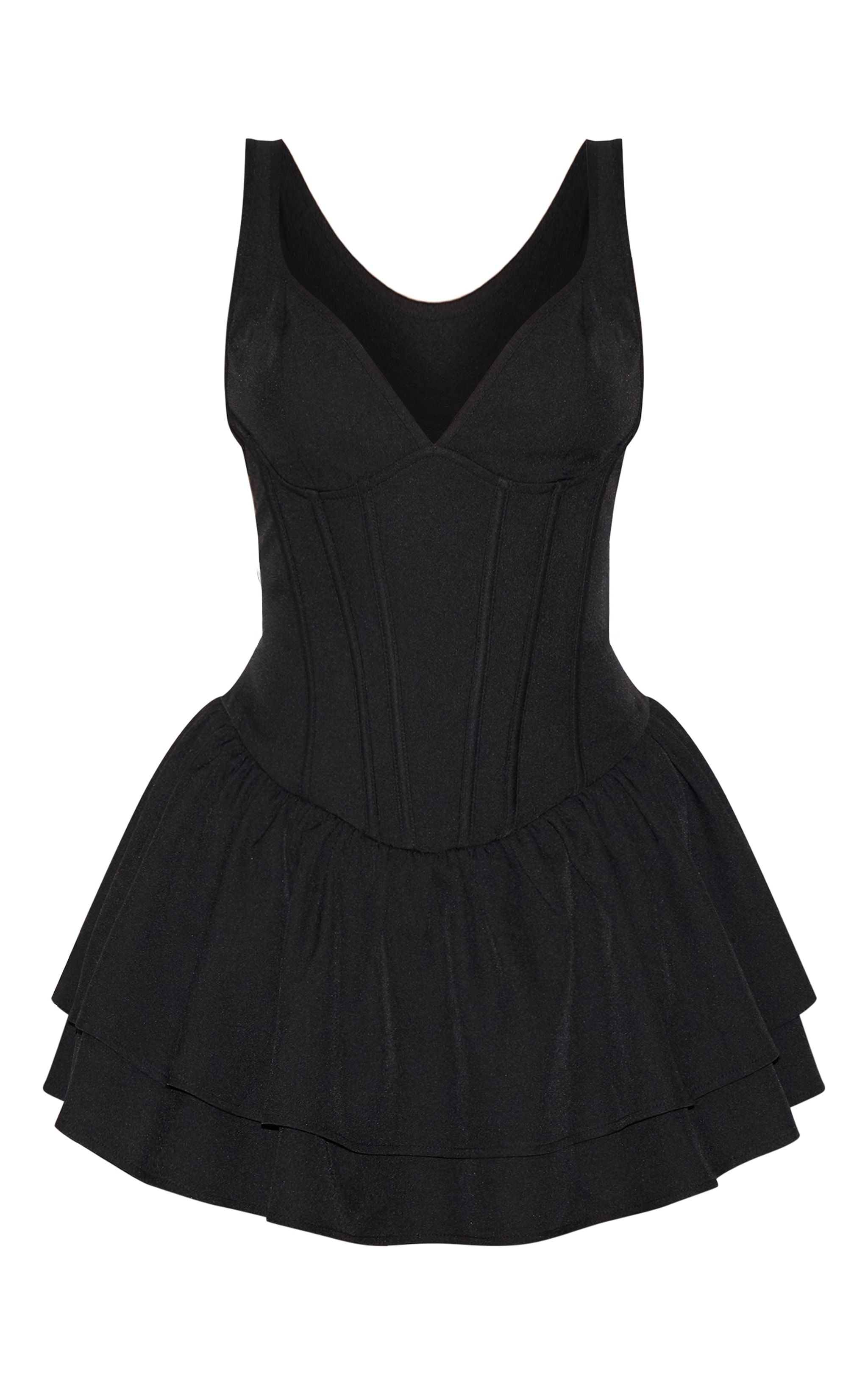 Black Woven Corset Detail Skater Skort Romper image 5