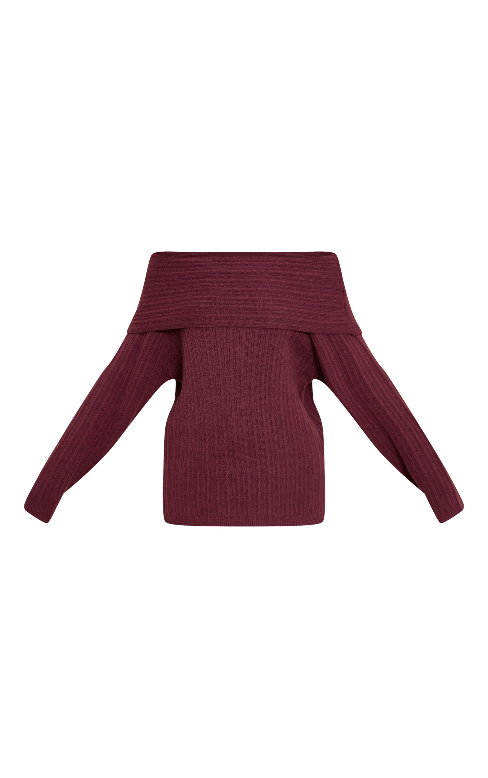 Tall Top en maille tricot bordeaux à épaules dénudées et manches longues image 5