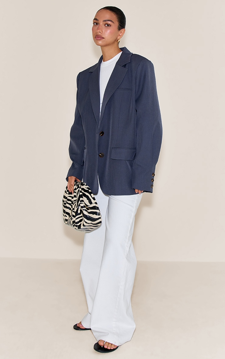 Steel Grey Super Boxy Sleeve Seam Detail Blazer image 3