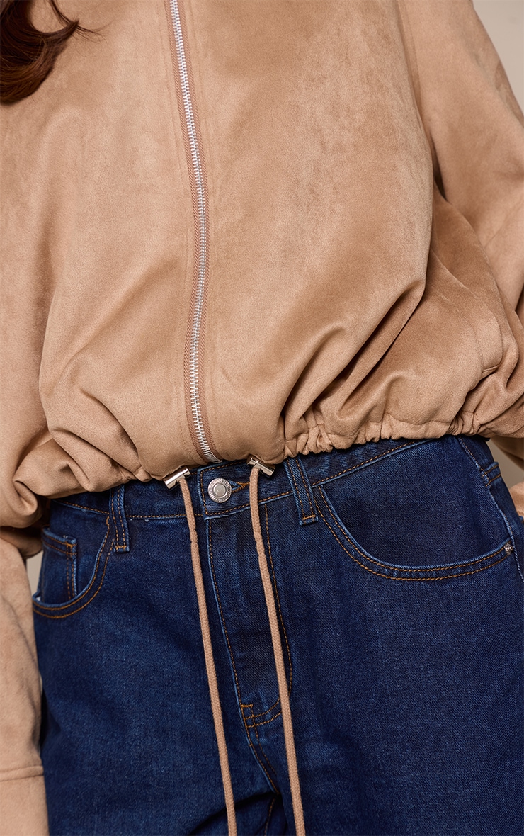 Veste légère en suédine sable à zip et ourlet froncé image 4