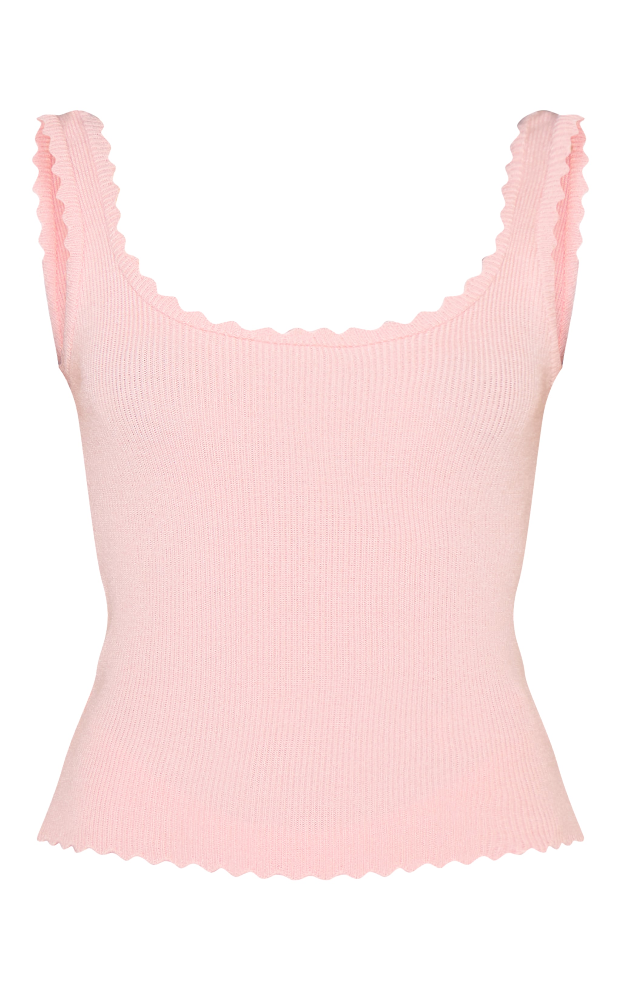 Pink Knitted Scallop Edge Scoop Tank Top image 5