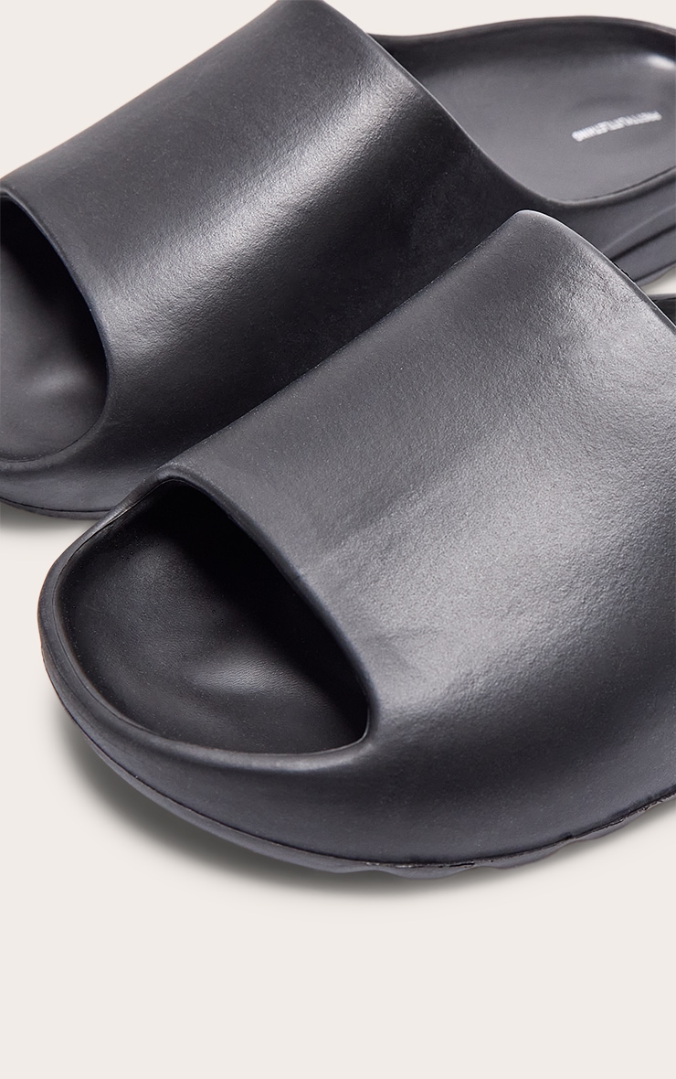 Black Rubber Ribbed Sole Slides image 4