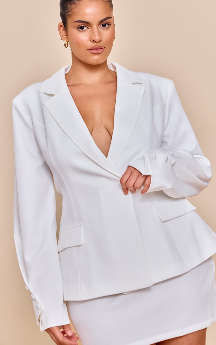 Plus White Woven Mid Rise Mini Skirt image 4