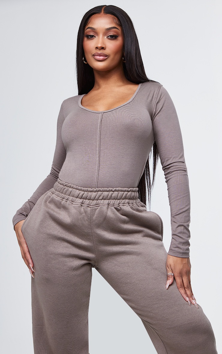 Shape Taupe Cotton Scoop Neck Seam Bodysuit