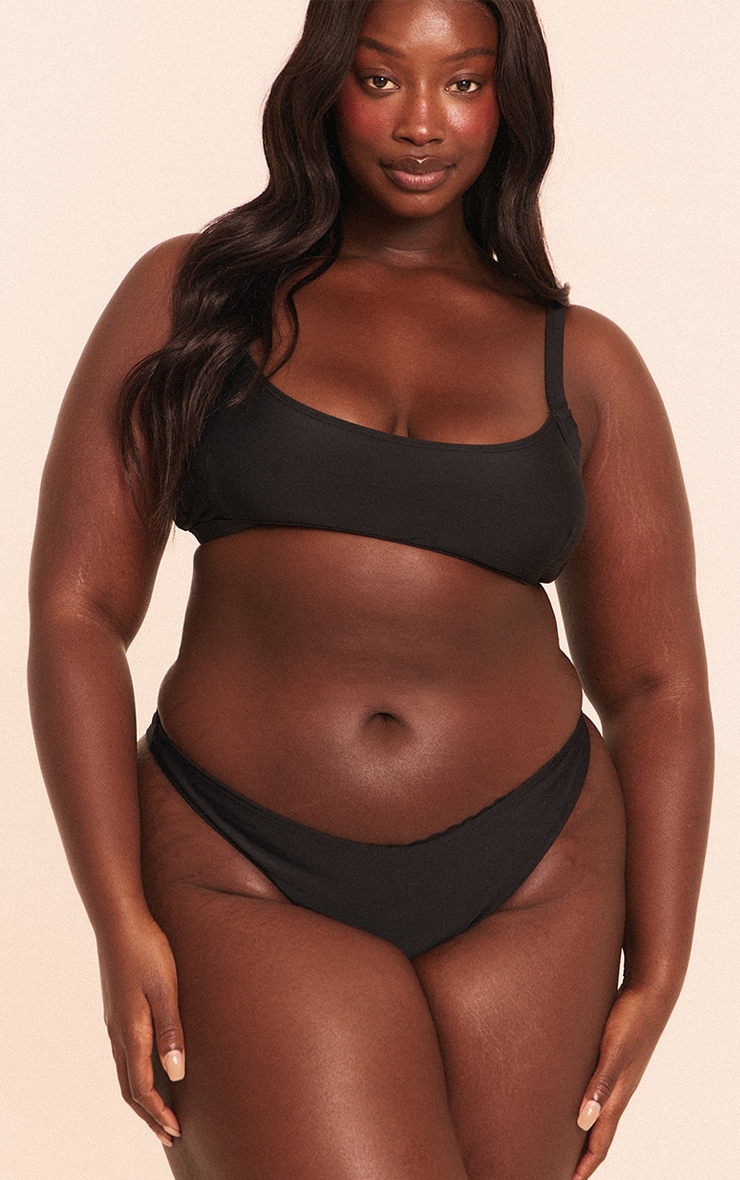 Plus Black Boomerang Tanga Bikini Bottoms image 4