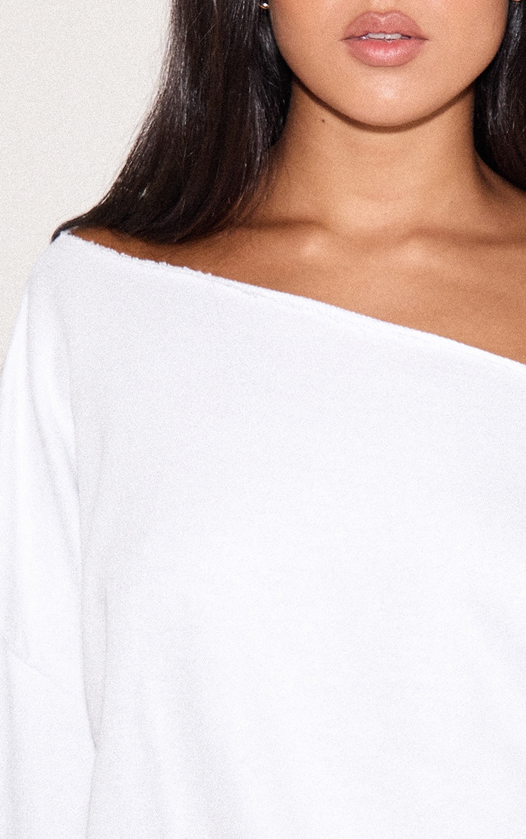 White Oversized Off Shoulder Sweatshirt image 4