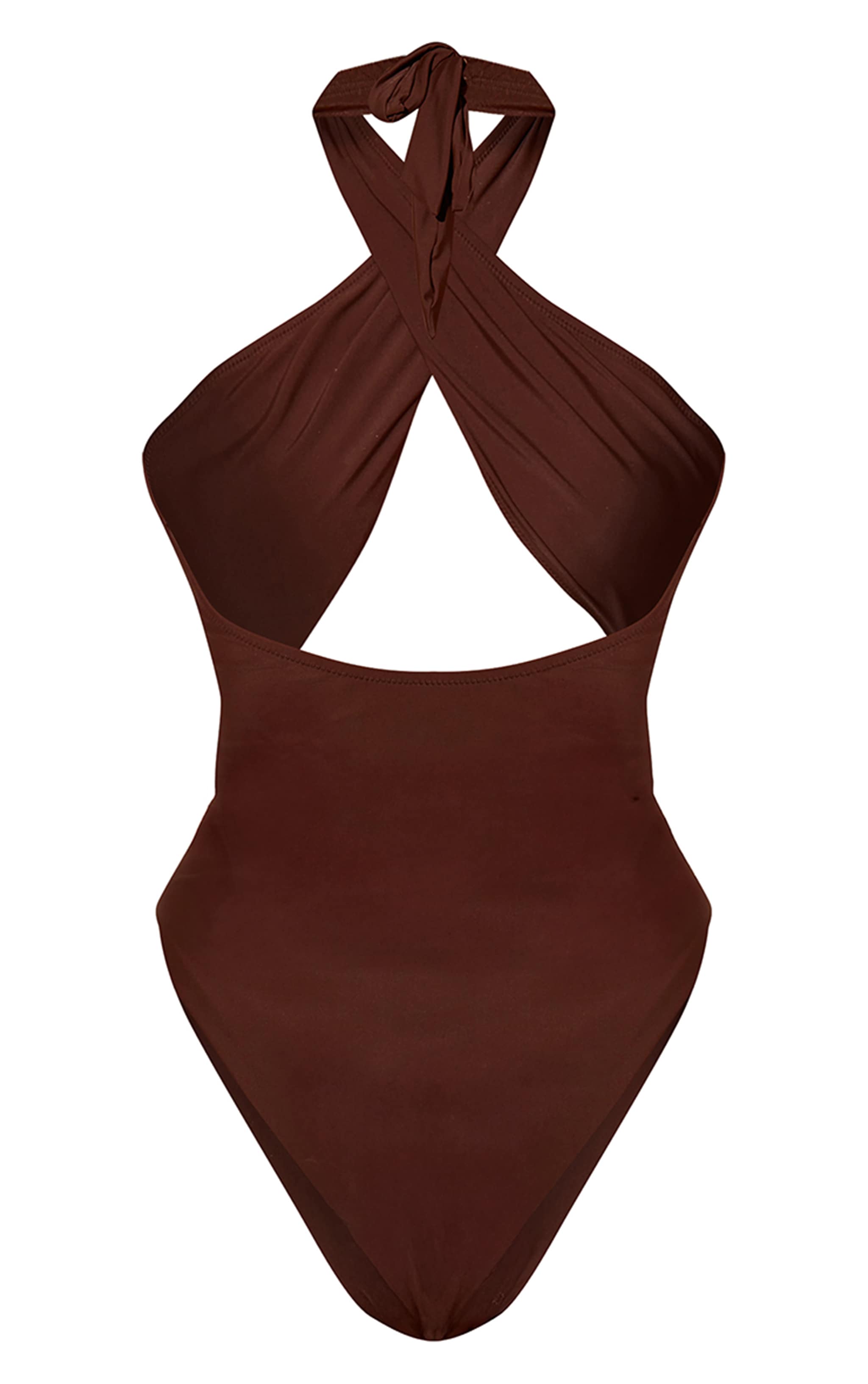 Chocolate Circle Trim Halter Neck Swimsuit image 6