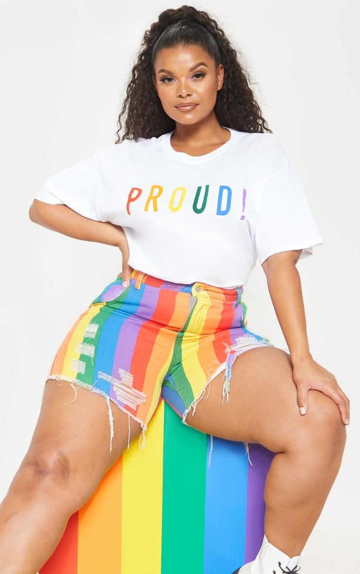 Plus Multi Stripe Denim Short