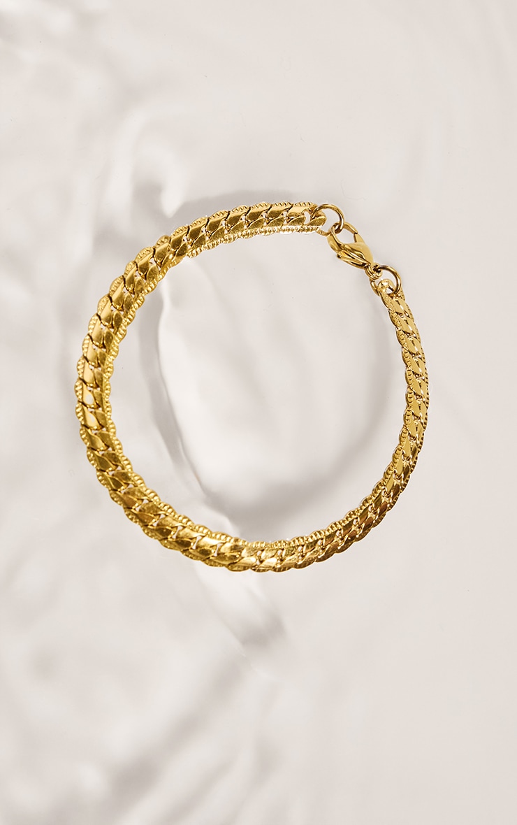 Gold Water Resistant Flat Foxtail Chain Bracelet image 3
