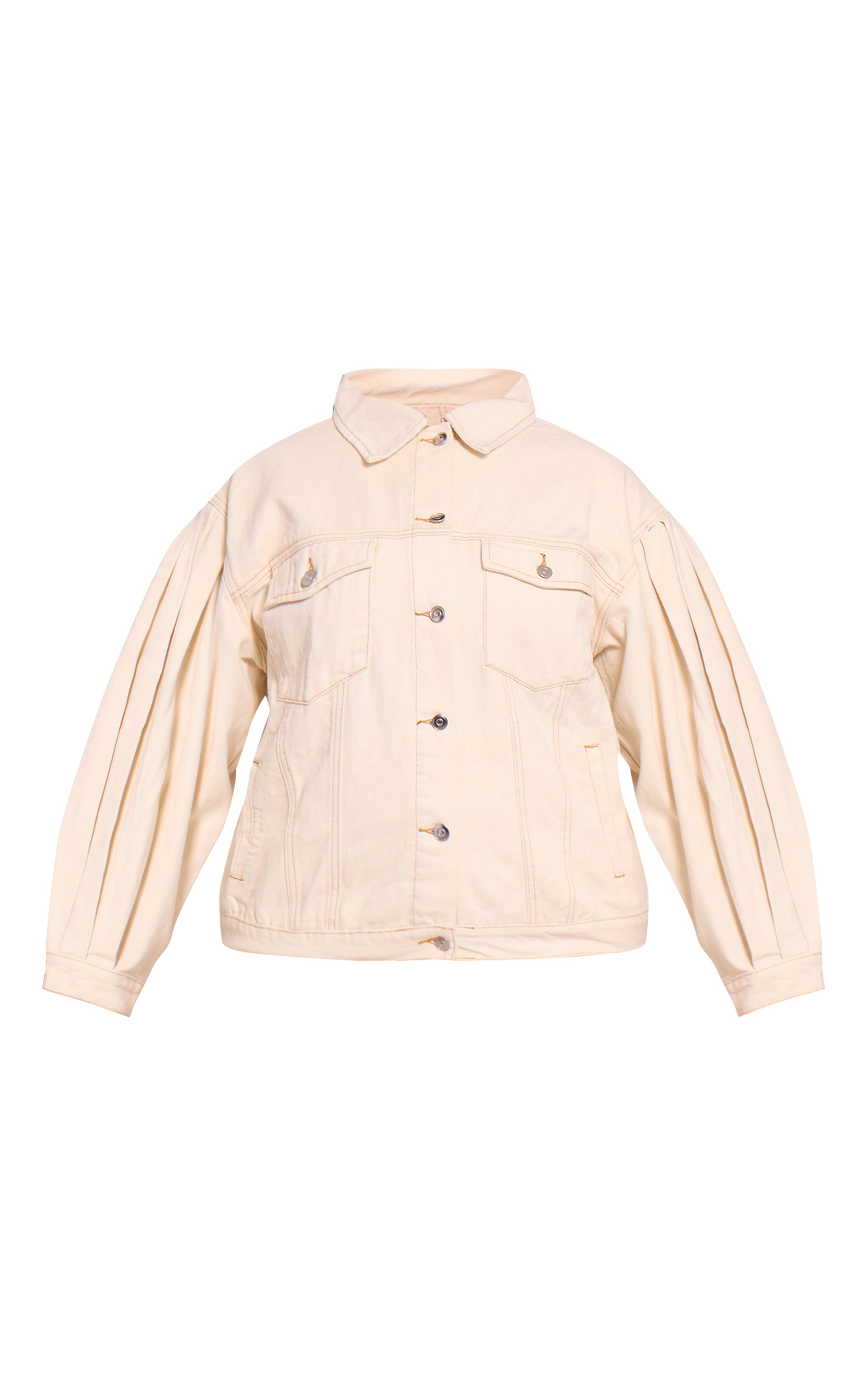 Plus Ecru Cocoon Sleeve Oversized Denim Jacket image 5