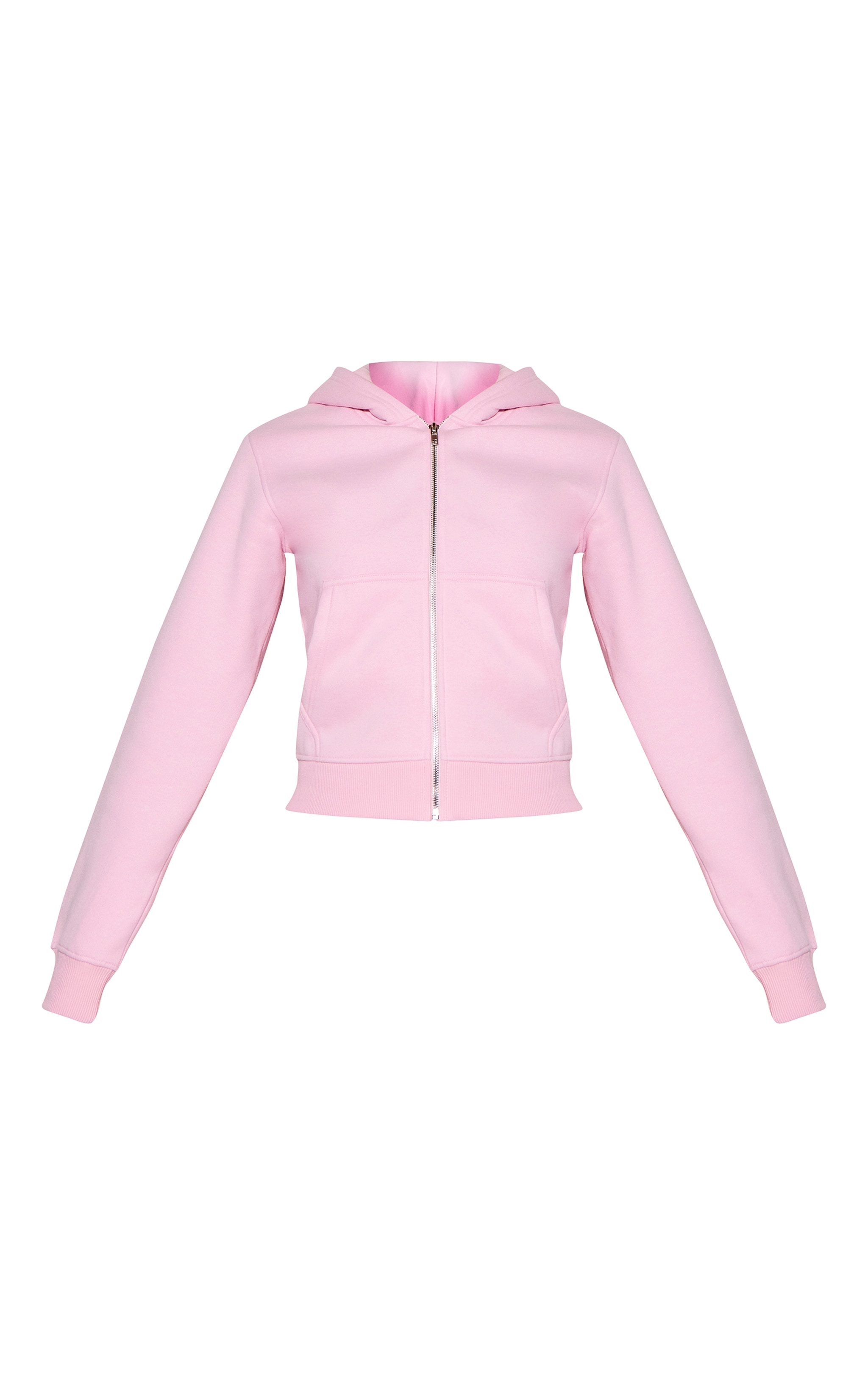 Pink Cotton Fleece Crop Zip Hoodie image 5