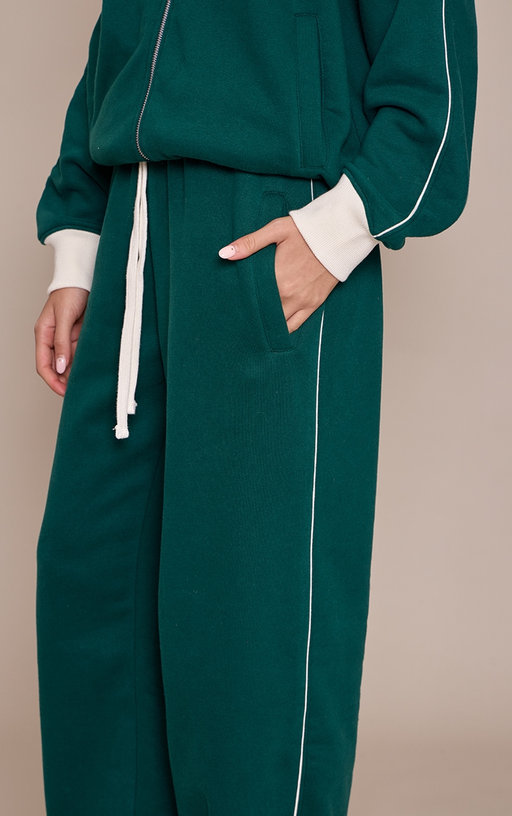 Forest Green Contrast Seam Drawcord Straight Leg Joggers image 4