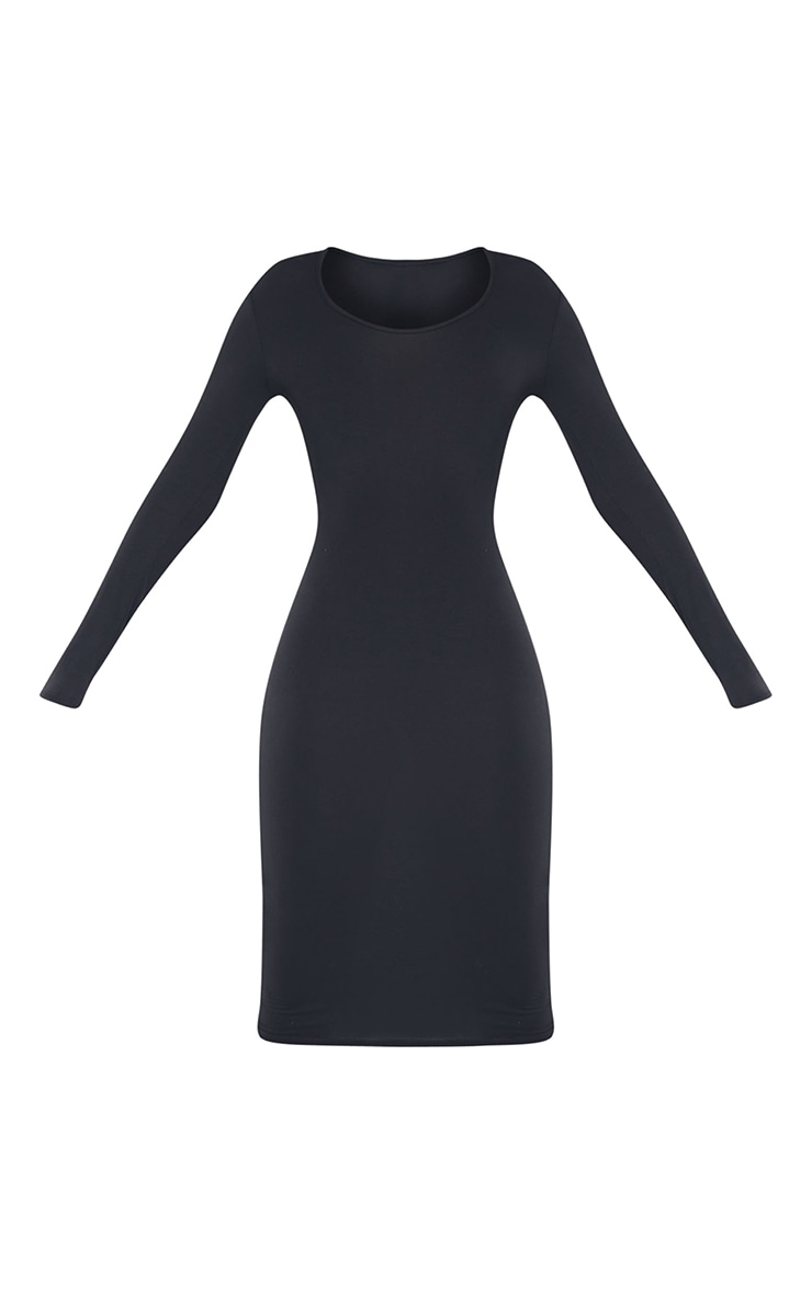 Tall Black Long Sleeve Midi Dress image 6