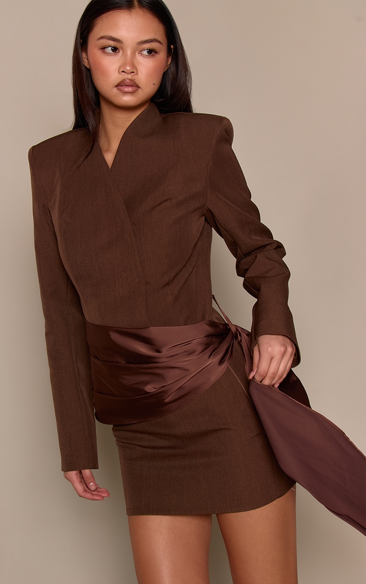 Brown Woven A-Line Mini Skirt image 4