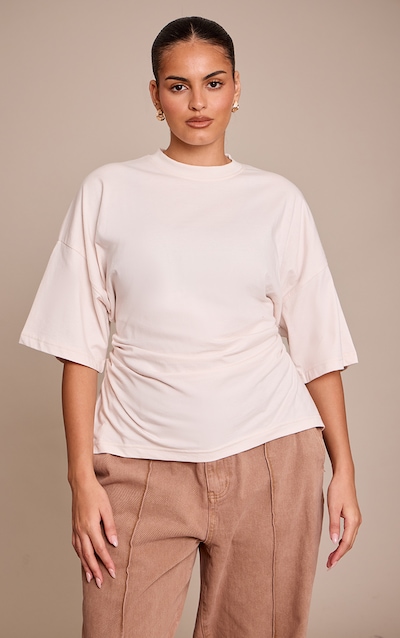 Plus Cream Ruched Side Detail T Shirt