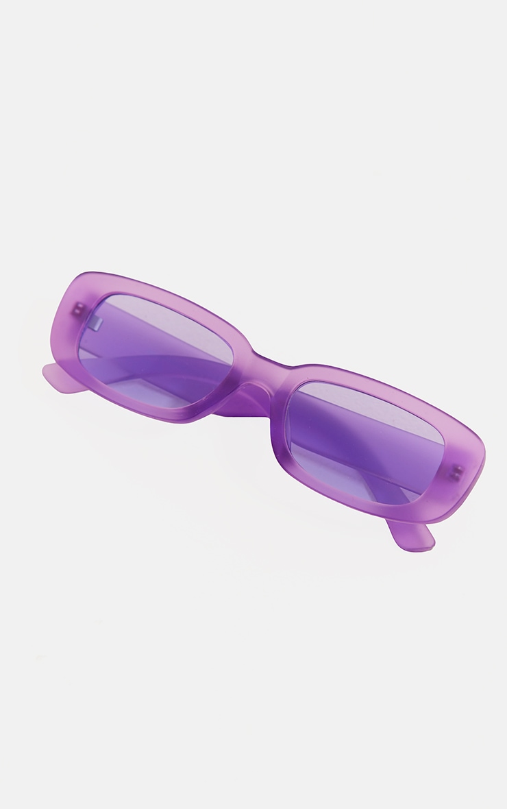  Purple Matte Crystal Rectangular Frame Sunglasses image 2