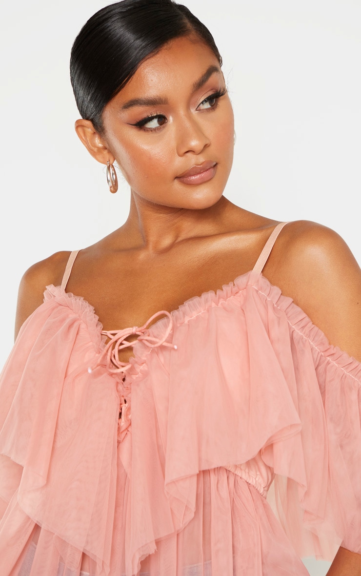 Rose Mesh Ruffle Blouse image 5