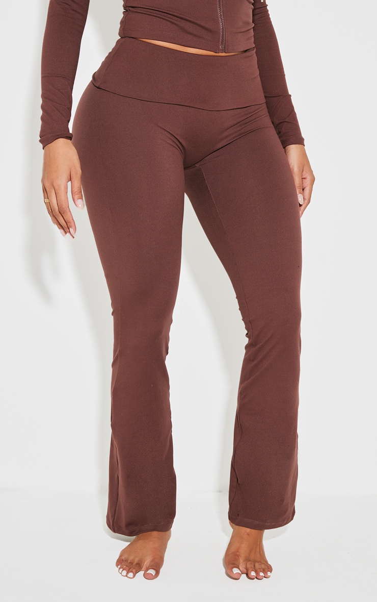 Shape Brown Stretch Sculpted Foldover Waist Flare Pants image 2