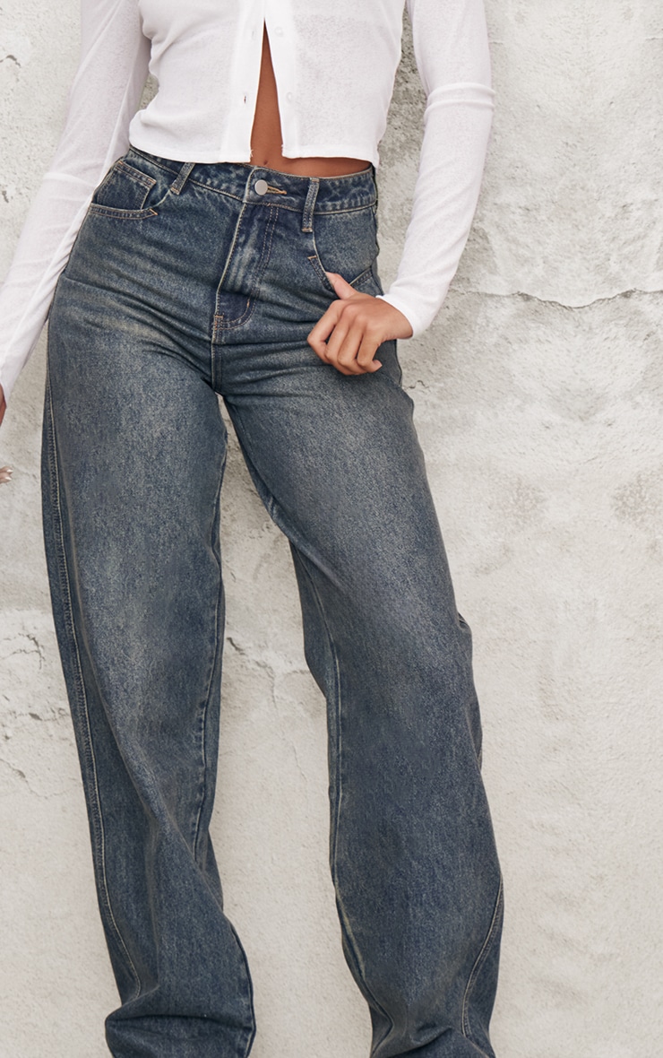 Tall Vintage Wash High Waist Turn Up Hem Barrel Style Jeans image 4