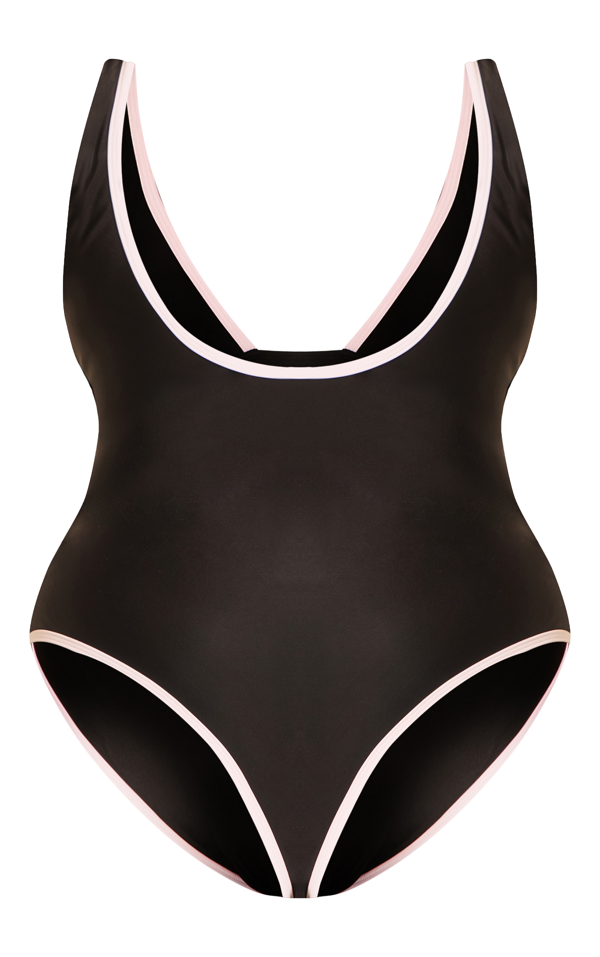Plus Black Contrast Binding Plunge Ruched Swimsuit image 6
