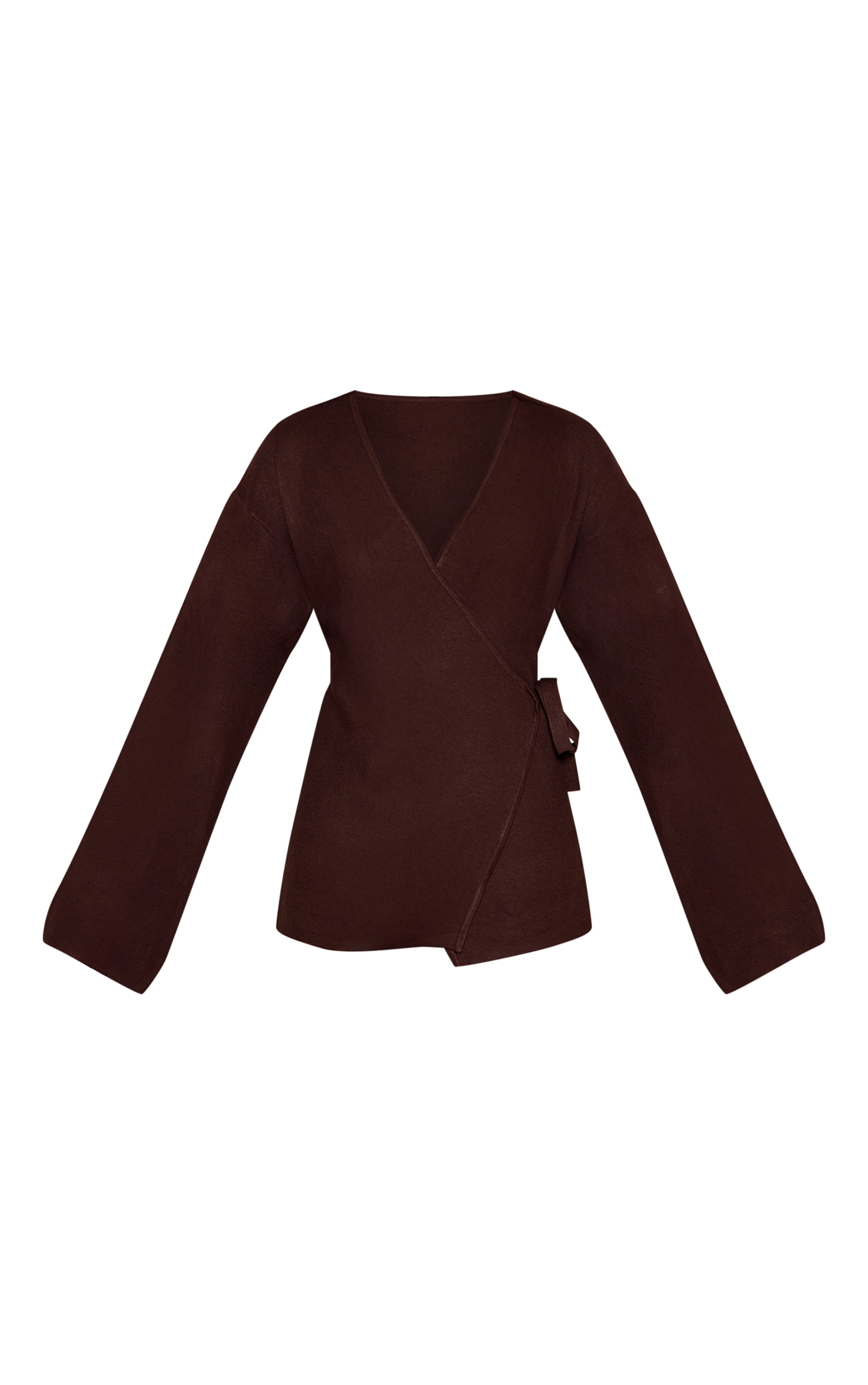 Chocolate Long Sleeve Wrap Cardigan  image 5