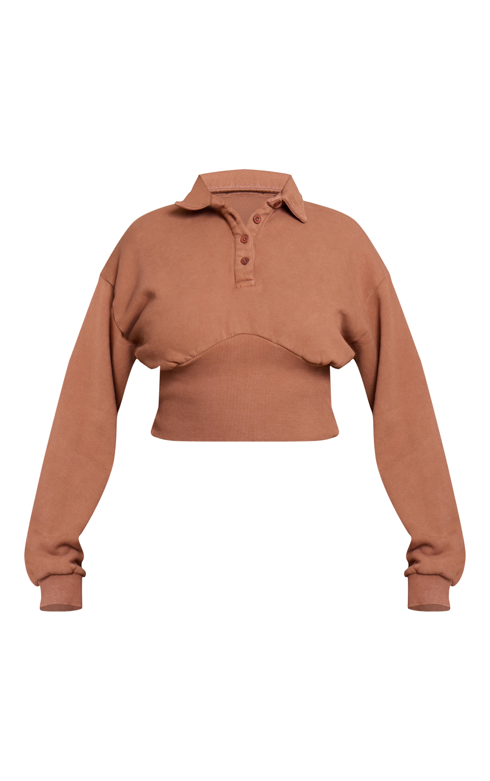Shape Chocolate Washed Polo Cinched Waist Sweatshirt image 5