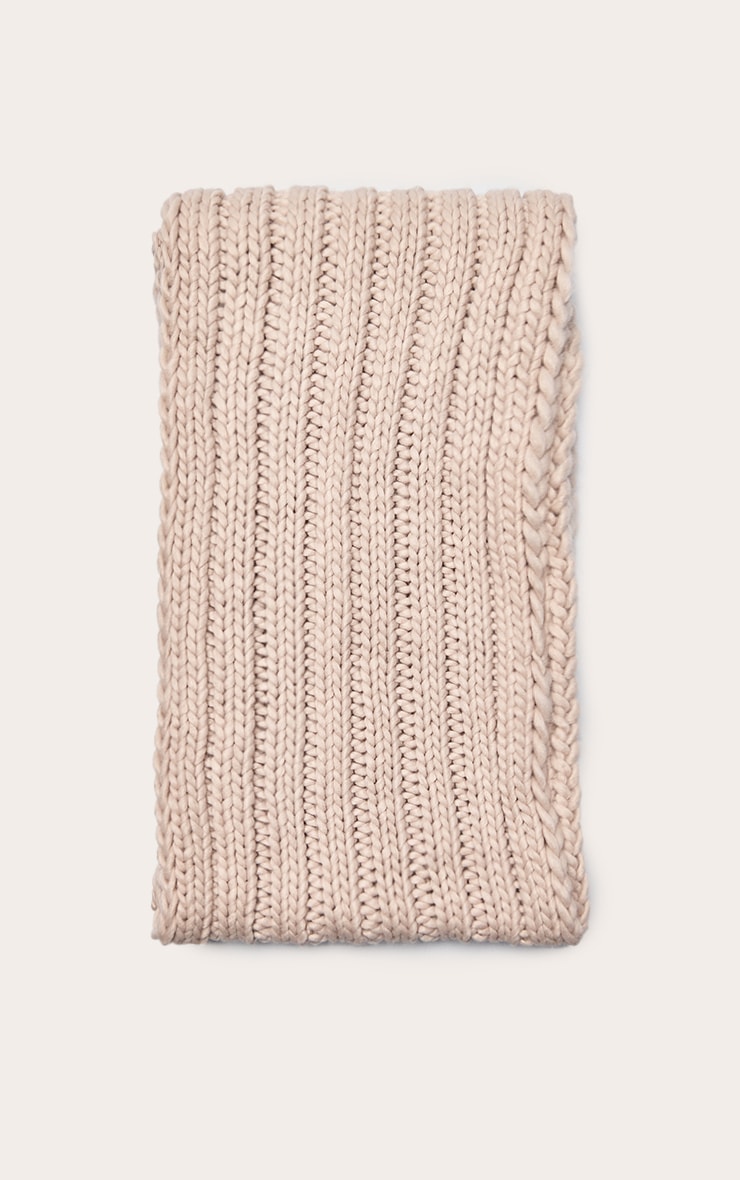 Oatmeal Chunky Cable Knit Scarf image 2