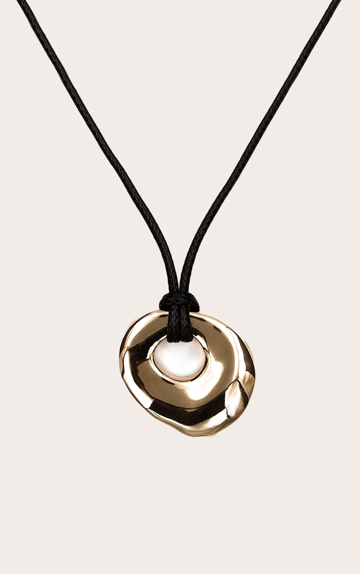 Gold Cord Large Oval Pendant image 1