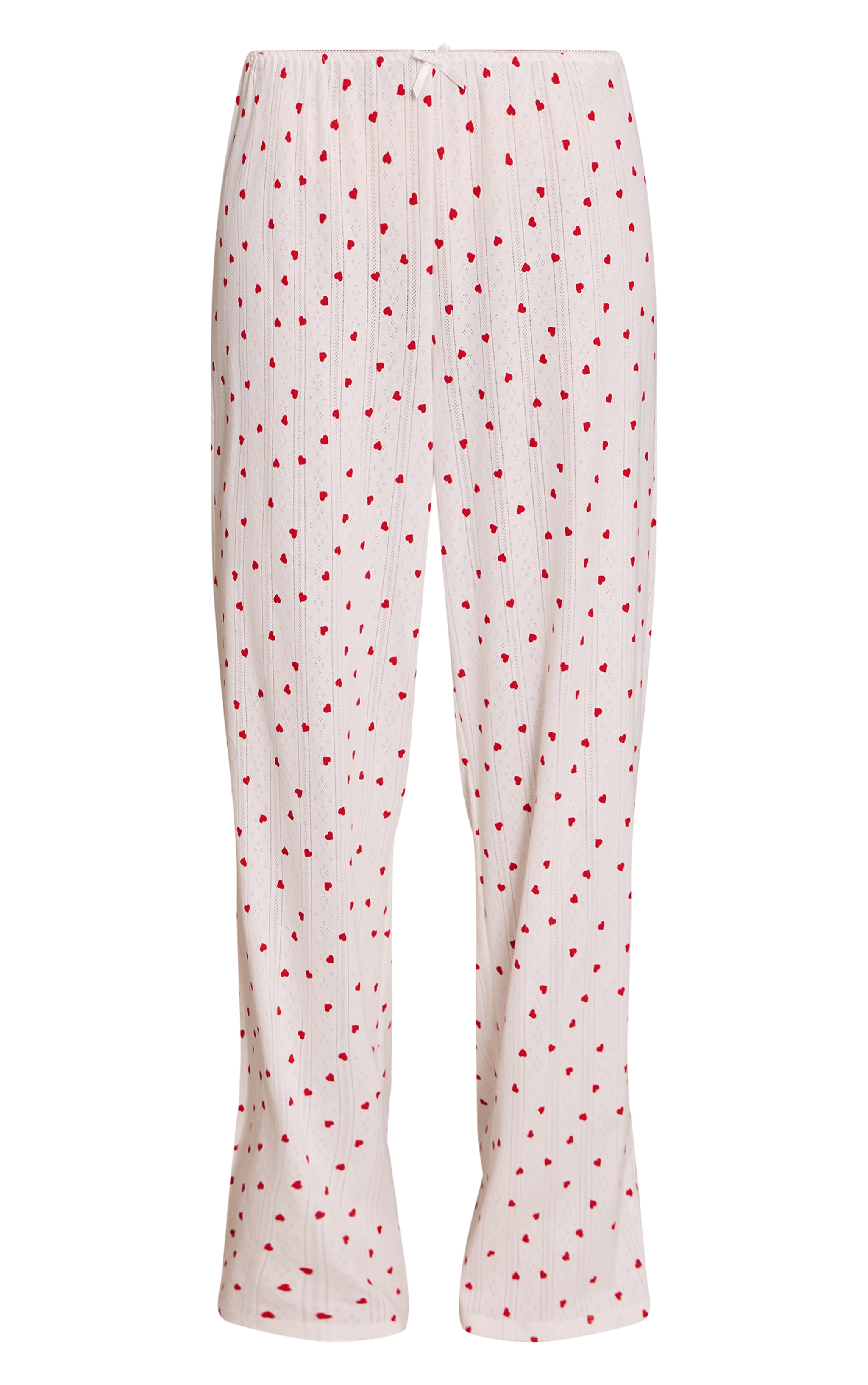 Red Heart Print Pointelle Pyjama Trousers image 5
