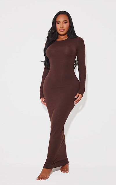 Shape Chocolate Sculpted Long Sleeve Maxi Bodycon Dress