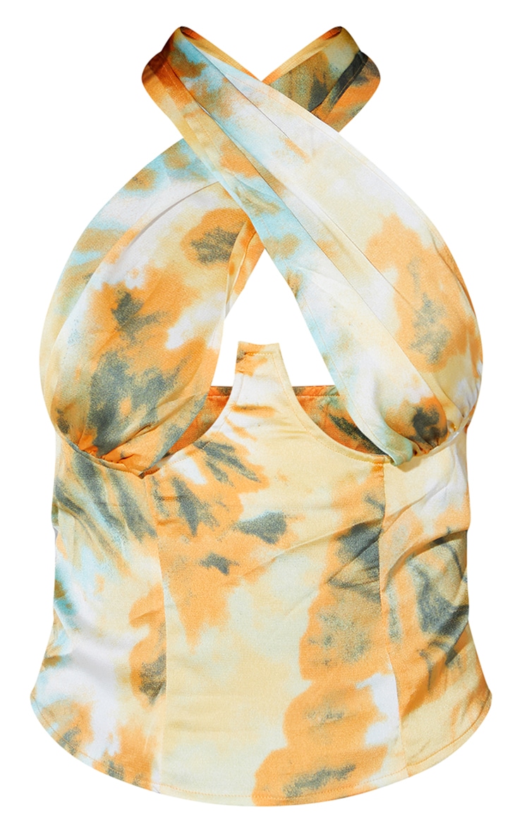 Orange Tie Dye Cross Over Zip Top image 1