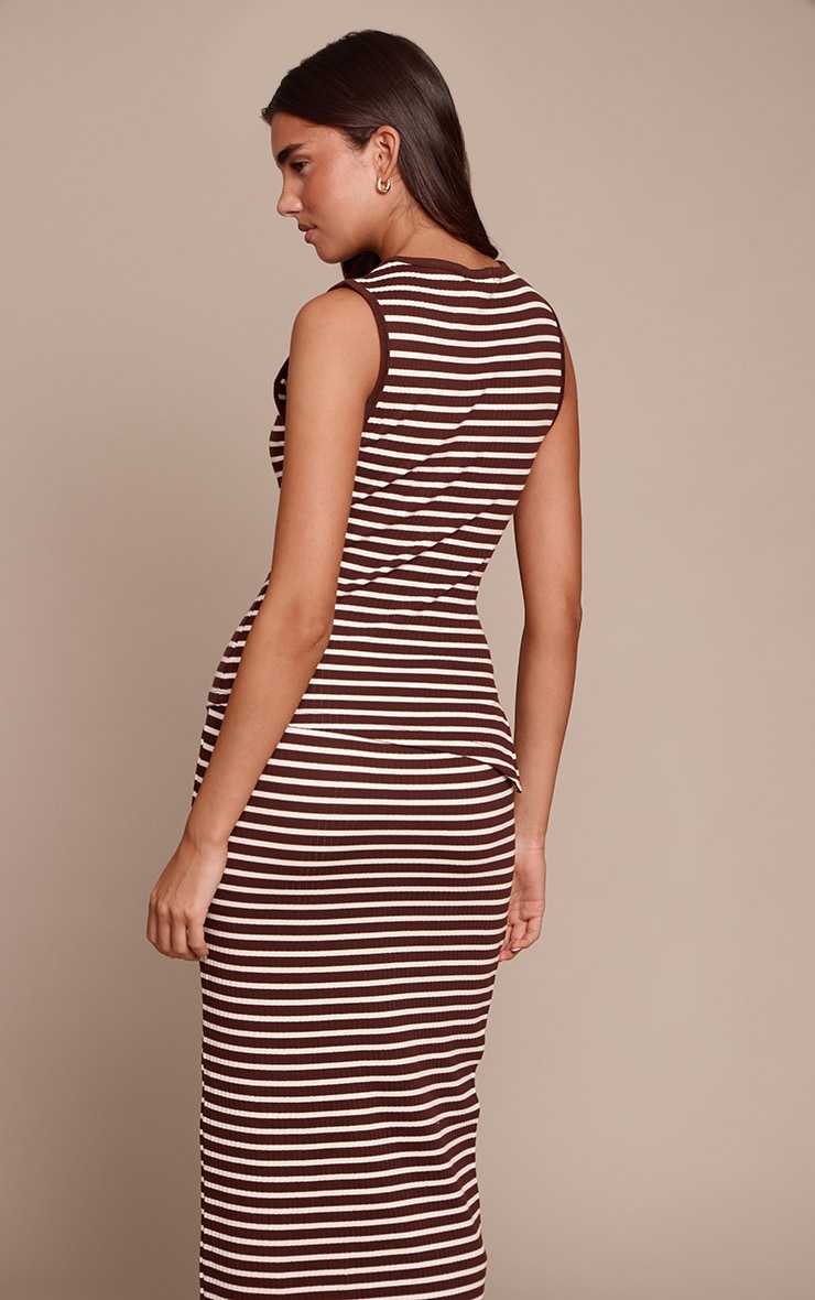 Débardeur chocolat rayé à bordures contrastantes image 2