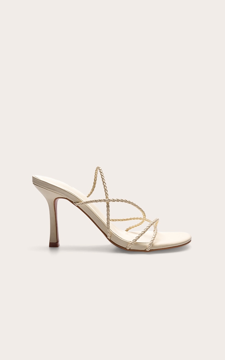 Bone Pu Braided Strap Heeled Mule image 2