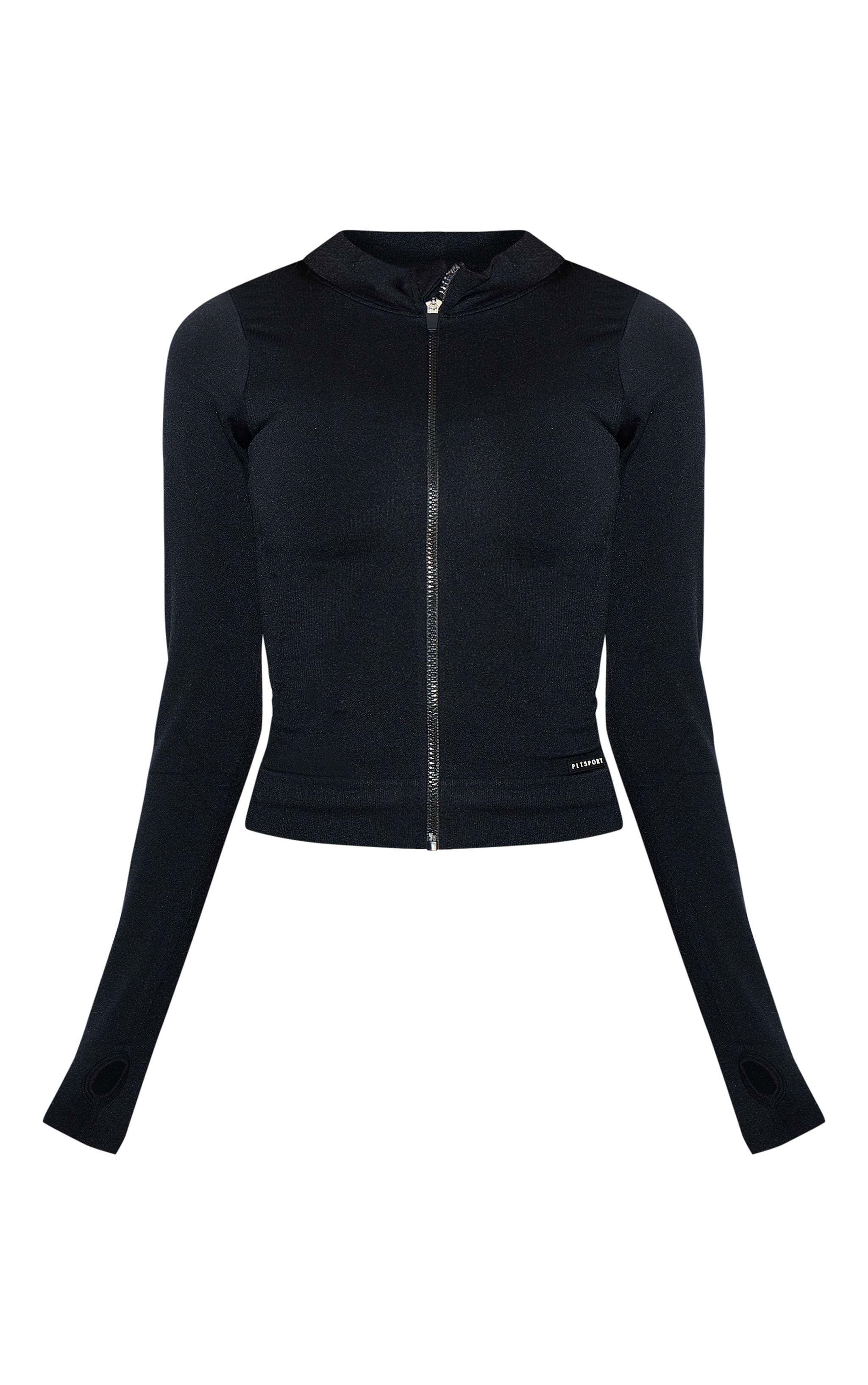 Black Seamless Rib Detail Jacket image 5