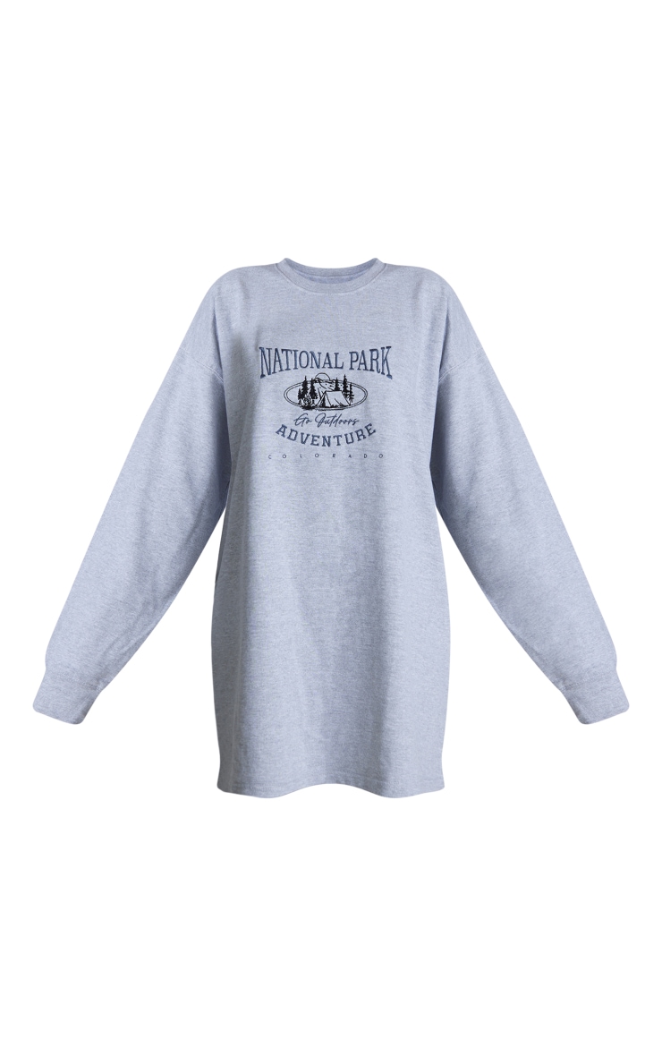 Grey National Park Embroidered Sweatshirt Dress image 5