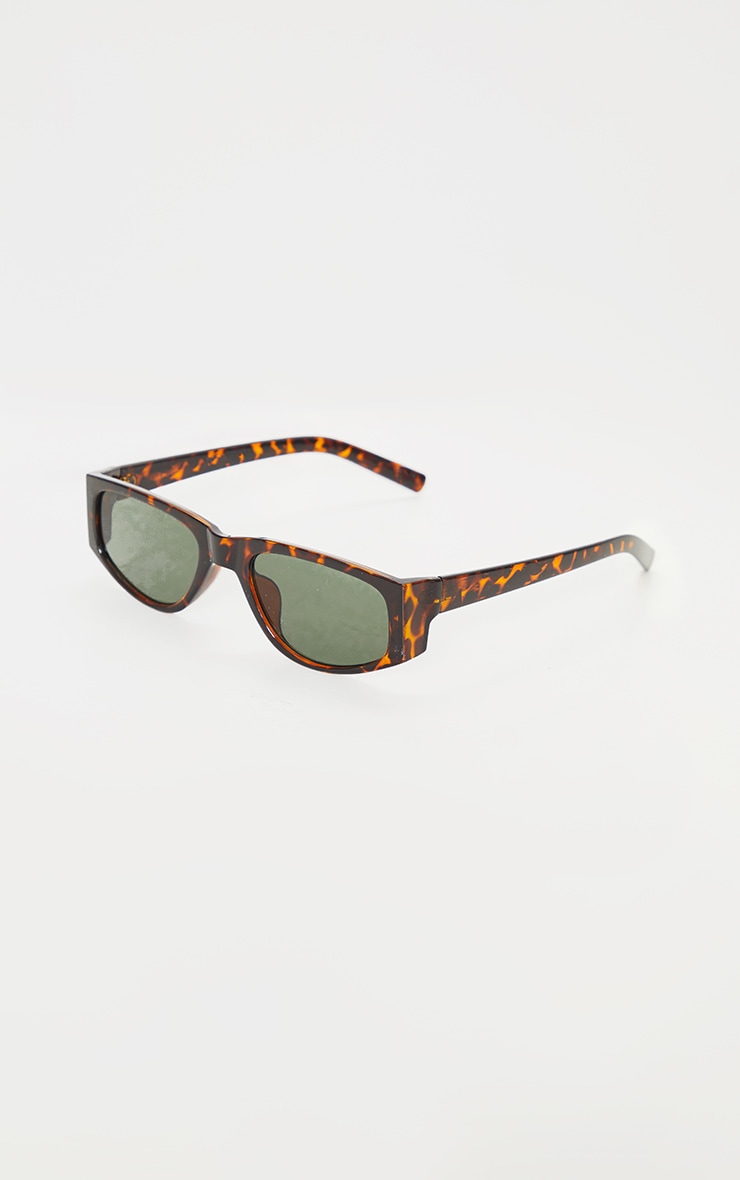 Brown Tortoise Slimline Square Frame Sunglasses image 3