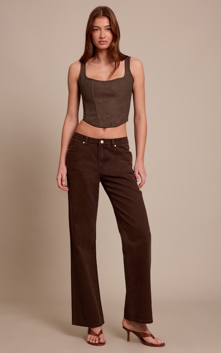 Corset tissé enduit gris champignon à col rond et lisérés structurants image 3