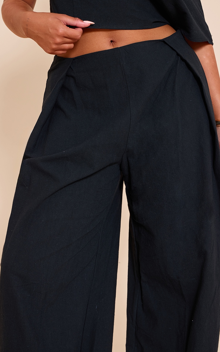 Shape BLACK Linen Look Highwaisted Pleated Wide Leg Pants image 4