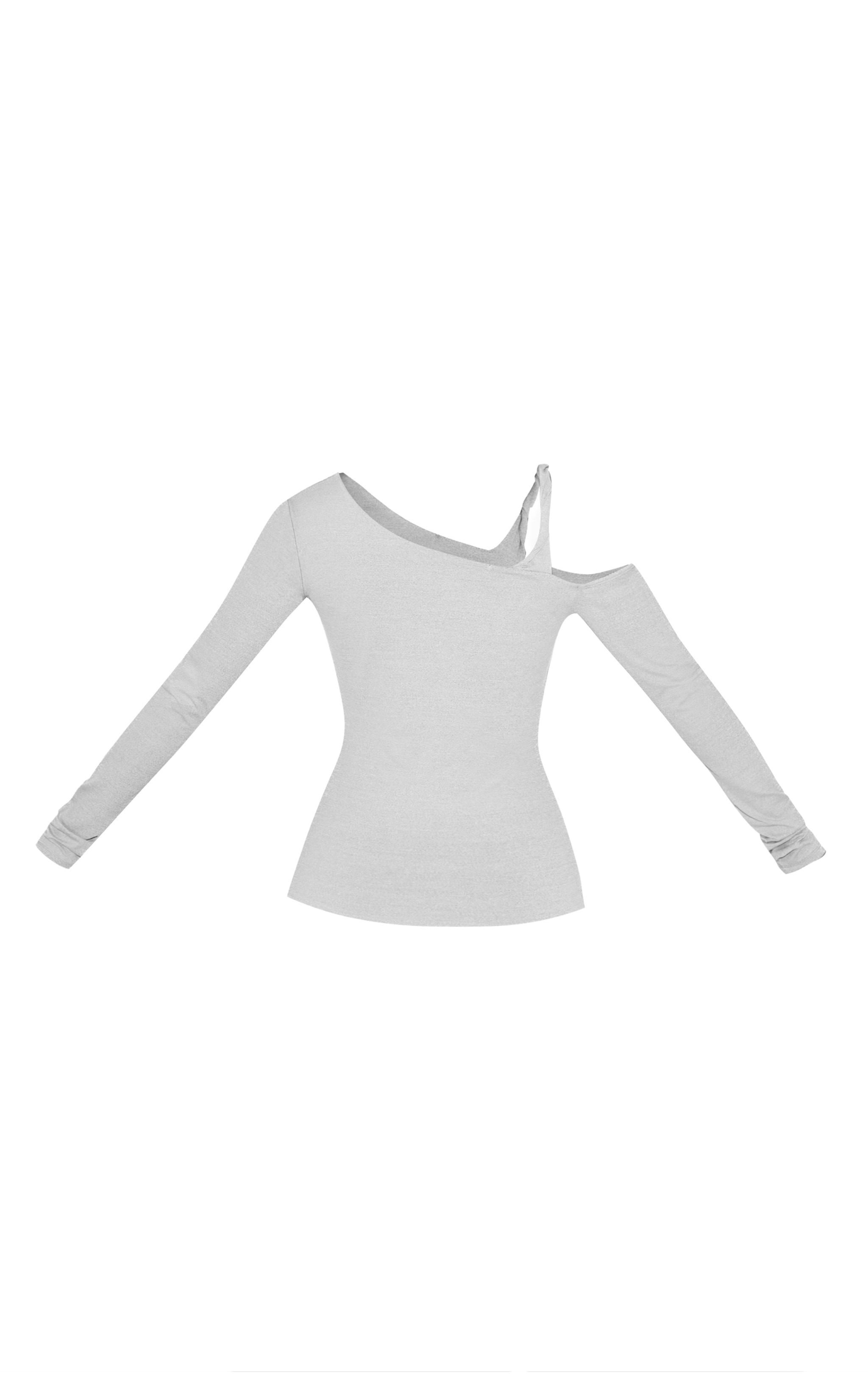 Petite Ash Grey Soft Touch Knot Detail Long Sleeve Top image 5